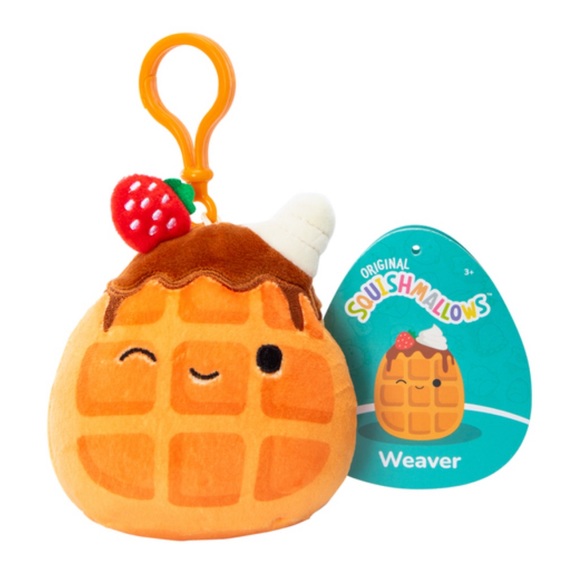 NWT 3.5” Weaver the Strawberry Topped Waffle  🍓🧇 Squishmallow Clip - Picture 1 of 4